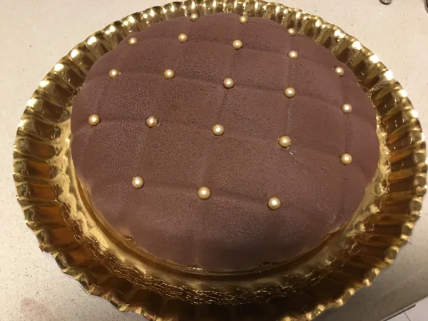 "Coussin " Mousse Chocolat et mousse framboises.